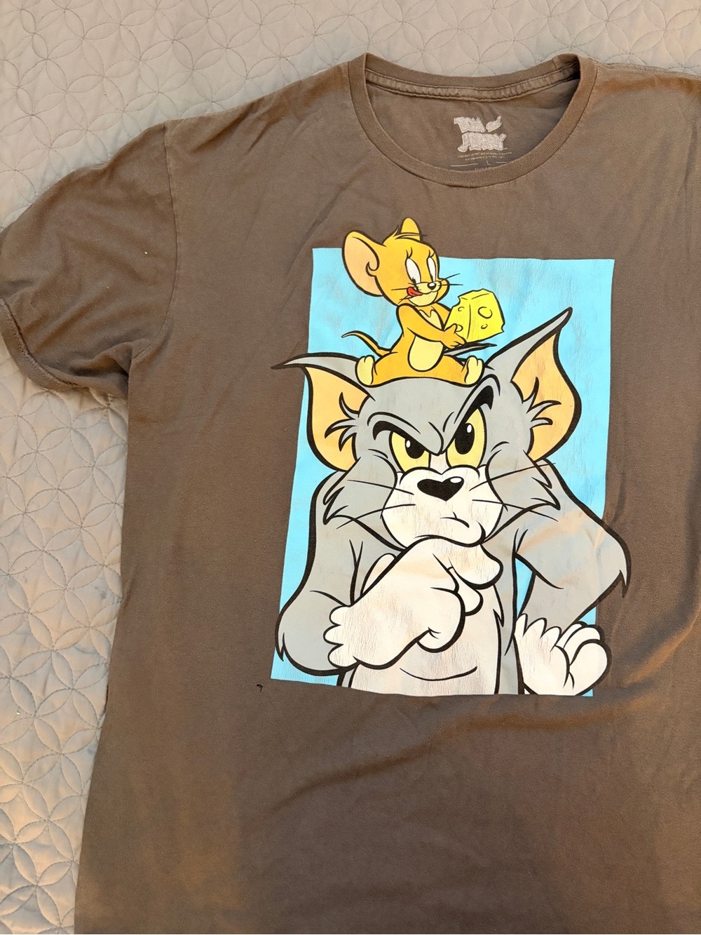 Tom and Jerry Graphic T-Shirt Brown Cartoon Tee Men’s Size L